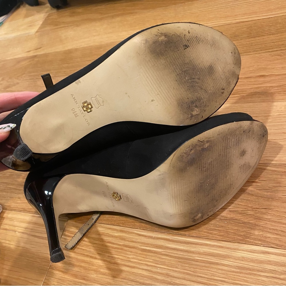 Ann Taylor Suede Peep Toe Stilettos - Picture 9 of 9